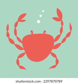Vektorrote Krabbenflache Abbildung. Flache Krabbe in Seemannskunst