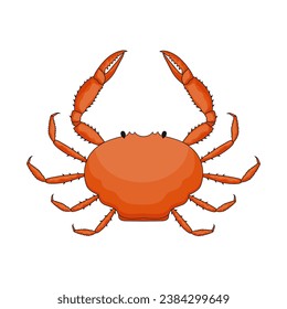 Vector red crab icon isolated on a white background. Marine inhabitants.