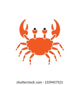 Vector red Crab. Isolated crab on white background. Cartoon crab seafood vector illustration.