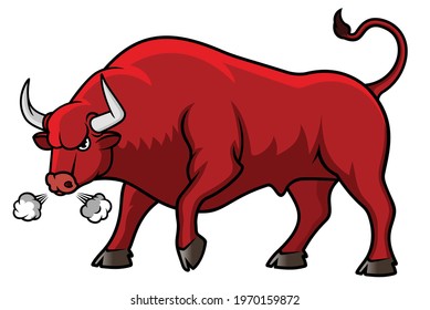 Vector red crazy bull ready to butt heads