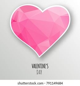 Vector red crystal heart isolated on white background. Geometric rumpled triangular low poly style gradient graphic illustration. Polygonal badge design for your business.