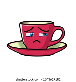 vector red cup with sad facial expression.