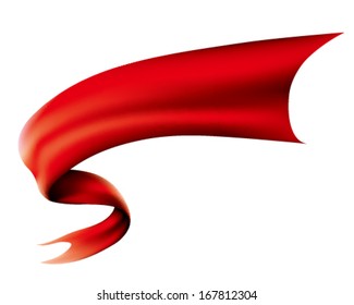 Vector of red curled ribbon
