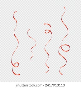 Vektorrotes, gekalktes Bänder serpentine realistisches Set.