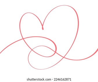 Vector red curly heart love sign. Infinity romantic symbol linked, passion and wedding. Template for card, poster. Design flat element of valentine day illustration.