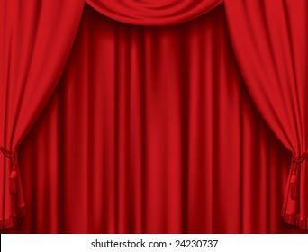 Vector red curtain