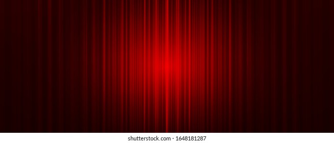 Cortina roja vectorial con fondo escénico claro, estilo moderno.