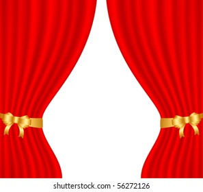 Vector red curtain on white