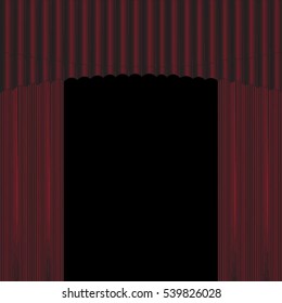 Vector red curtains in theater or opera. Dark red curtain scene gracefully for text. Elegance vector backdrop for poster