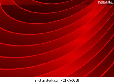 Vector red curvatures abstract background  illustration - Artistic red vector shiny striped template