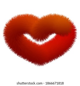 Vector red cute heart with fur effect on St Valentines day