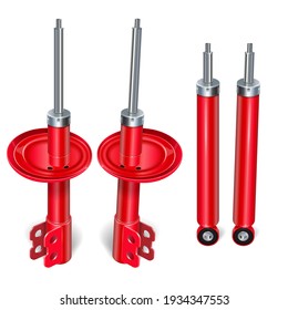 Vector Red Damper Struts with Shock Absorbers isolated on white background