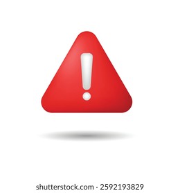 Vector red danger warning triangle 3d icon