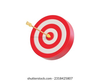 vector red dart arrow hitting in the target center of dartboard vector icon illustration