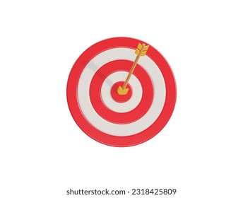 vector red dart arrow hitting in the target center of dartboard vector icon illustration