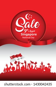 Vector red design, Illustration of Singapore Icons, flag, and Sale for 9th August Singapore National Day. Vector red design, Illustration of Singapore Icons, flag, and Sale for 9th August Singapore National Day.