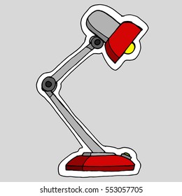 vector red desk lamp - on grey background
