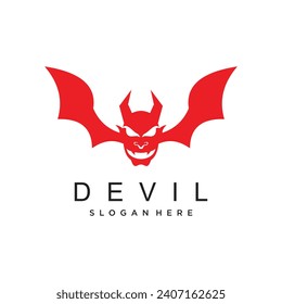 Vector red devil logo design with simple concept 