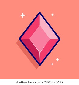 icono de ilustración de gemstone de diamante rojo vector