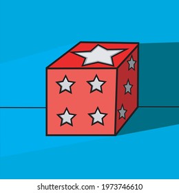 Vector Of Red Dice and Light, Blue Background. Perfect For Color Learning,  background, presentation,  Knowledge, Education, advertisement product and mock up.