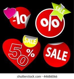 vector of red different stickers