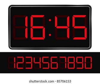 Vector Red Digital Clock