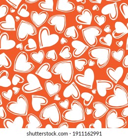 Vector red doodle cute multi direction hearts valentine seamless pattern. Suitable for textile, gift wrap and wallpaper.