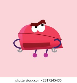 Vector red doodle flat trendy cartoon element collection