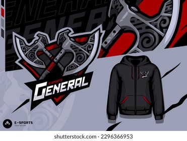 Vector Red double ax esport mascot logo