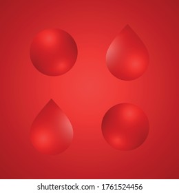 Vektor-rote Tropfen oder rot glänzende Bluttropfen einzeln auf buntem rotem Hintergrund .Bluttropfen. hellrotes Bluttropfen.Kreatives Konzept.