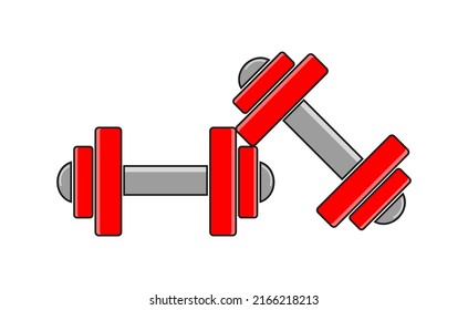 vector red dumbbell stock isolated on white background