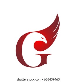 Vector Red Eagle Single Letter G Logo
