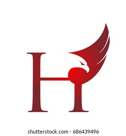 Vector Red Eagle Single Letter H Logo