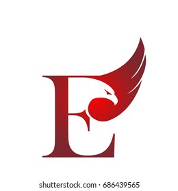 Vector Red Eagle Single Letter E Logo