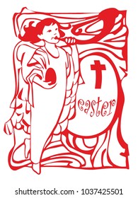 vector red easter angel