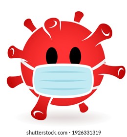vector red emoticon of coronavirus with medical mask
