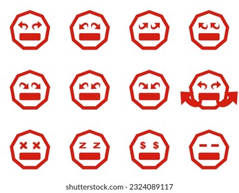 VECTOR RED EMOTICON EMOJI EXPRESSION SIGNS