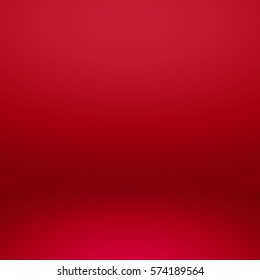 Vector of red empty studio room background, template mock up for display of content or product