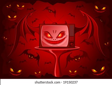 vector - Red Evil TV - real face of the television