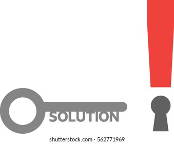 Vector red exclamation mark with solution key.