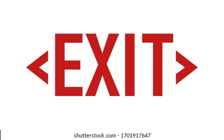 Vector Red Exit Sign With Left And Right Arrows Isolated On White Background.