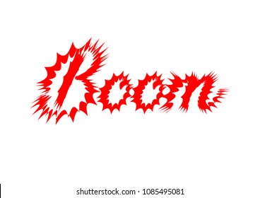 Vector red explosion symbol. Lettering Boom. Comics text sound effect. Speach bubble