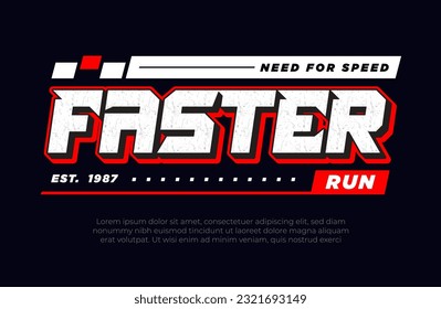 Vector Red Faster tshirt design with text effect editable