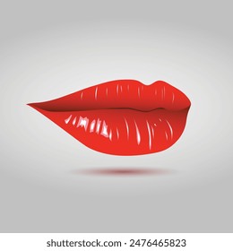 Vector Labios rojos, femeninos aislados en labios hermosos, hermosos, lápiz labial rojo un fondo blanco