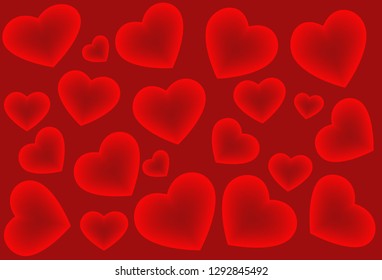 Vector of red festive background with hearts.Wedding or Valentine`s day design