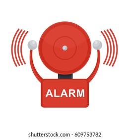 Vector red fire alarm bell. Automatic fire alarm. Objects isolated on a white background.