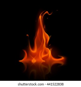 Vector Red Fire Flame Bonfire  Isolated on Background