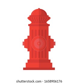 Vector Red Fire Hydrant Icon Isolated on White Background. Flat Style Logo for Fire Fighting.