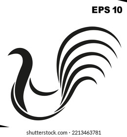 Vector red fire rooster. Vector illustration red fire cock. Symbol of New Year on the Chinese calendar