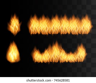 vector red fire transparent graphic template. 3d vector illustration realistic transparency flame.  flaming light effect